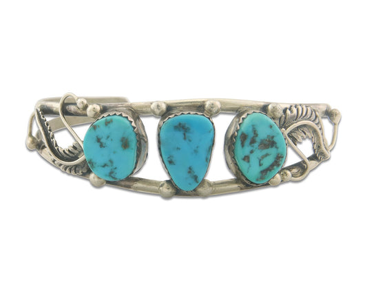 Vintage Navajo Bracelet 925 Silver Turquoise Traditional Handmade Authentic