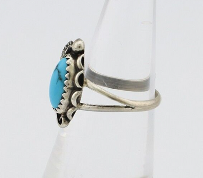 Navajo Ring 925 Silver Sleeping Beauty Turquoise Signed SkyStone Creations C80s