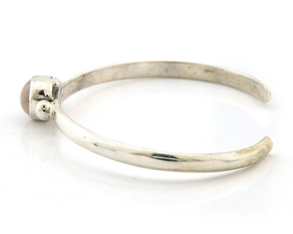 Navajo Cuff Bracelet Sterling Silver Natural Mined Pink Quartz Native Artist