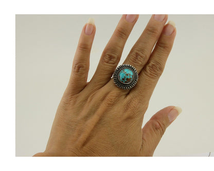 Navajo Handmade Ring 925 Silver Nevada Turquoise Native Artist C.80's
