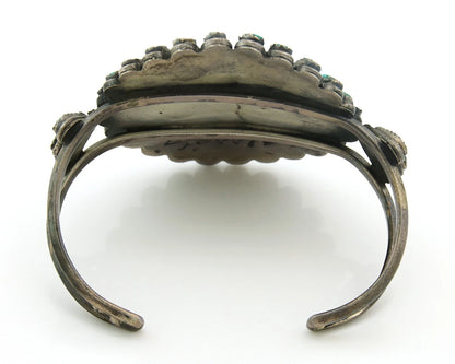 Navajo Cuff Bracelet Sterling Silver Turquoise Vintage Old Pawn