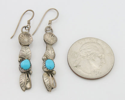 Navajo Dangle Earrings 925 Silver Natural Turquoise Native Artist C.80's