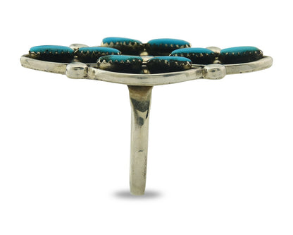 Vintage Zuni Ring 925 Sterling Authentic Natural Turquoise Native Artist Sz 8.5