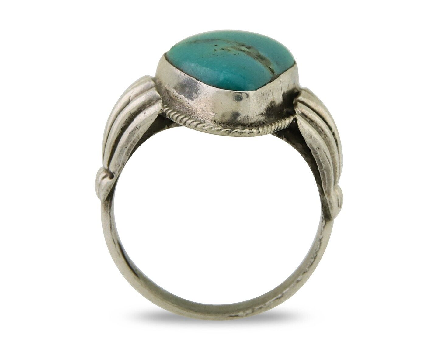 Navajo Handmade Ring 925 Sterling Silver Natural Turquoise Native Artist C.80's