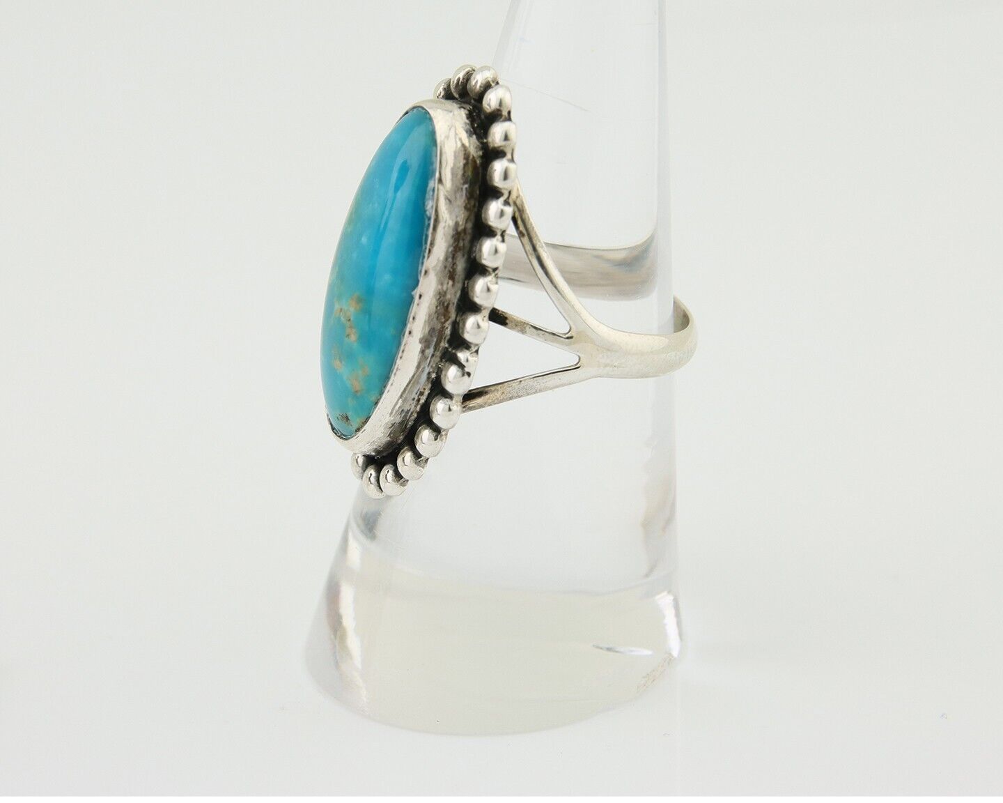 Navajo Shield Ring 925 Silver Arizona Turquoise Native Artist C.80's