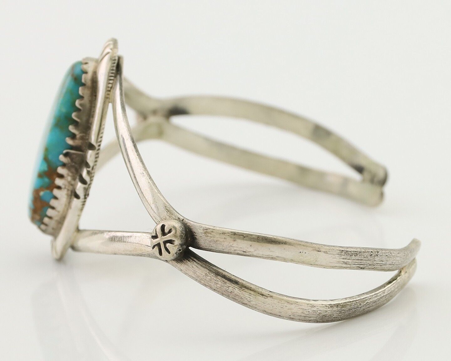 Navajo Bracelet 925 Silver Kingman Turquoise Native American Artist C.80's
