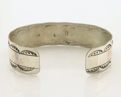 Navajo Cuff Bracelet Sterling Silver Natural Gemstone Vintage Signed LB