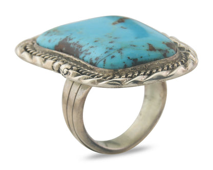 Vintage Navajo Ring 925 Sterling Authentic Turquoise Signed D Zachary Size 11