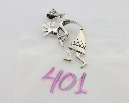 Navajo Kokopelli Pendant 925 Sterling Silver Artist Signed Masha C.80's