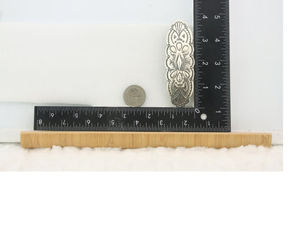 Vintage Navajo Barrette 925 Sterling Silver Hand Stamped Signed Delgarito