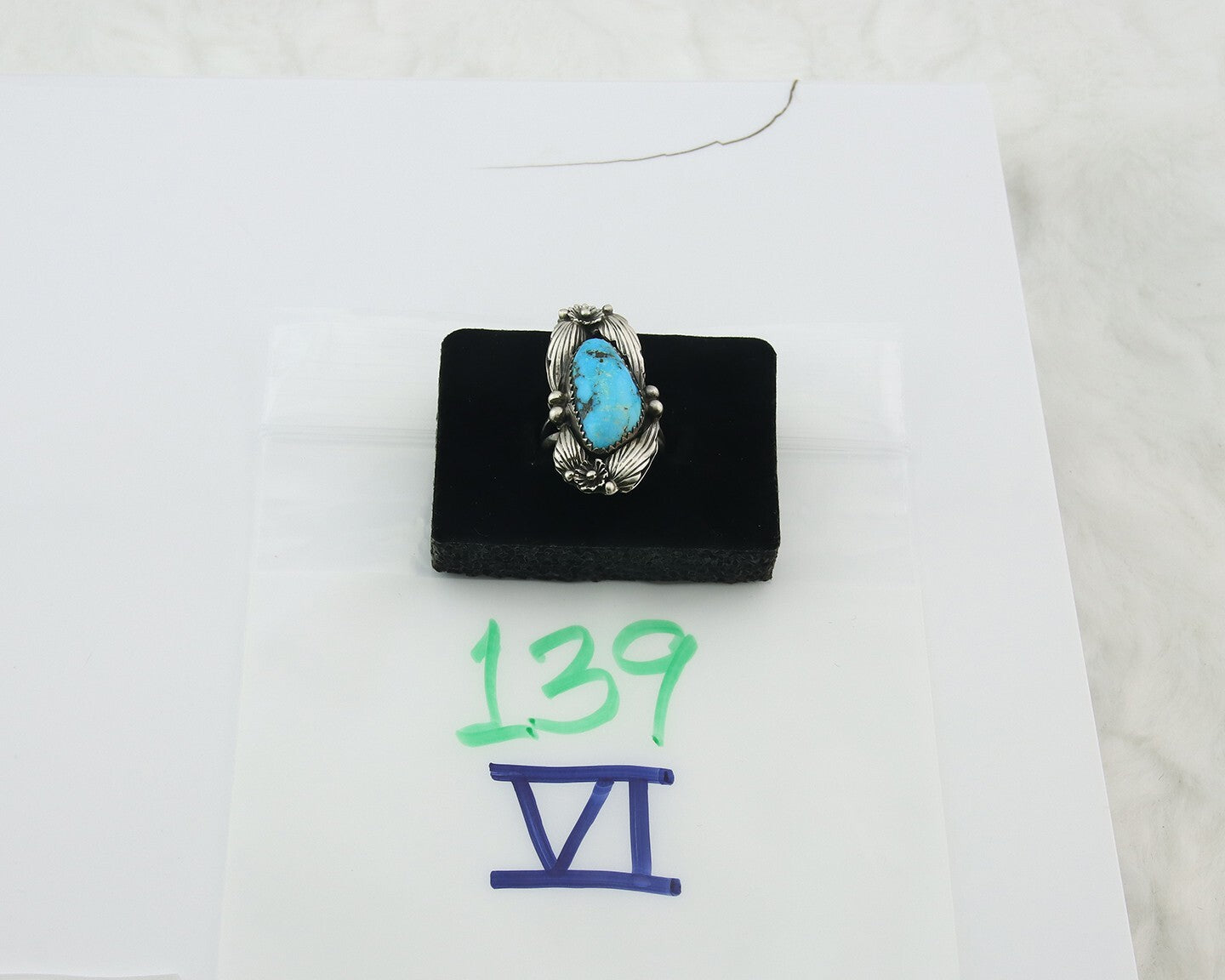 Traditional Navajo Ring Sterling Silver Authentic Turquoise Handmade Size 6.5