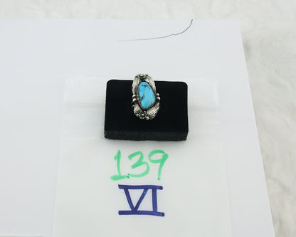 Traditional Navajo Ring Sterling Silver Authentic Turquoise Handmade Size 6.5