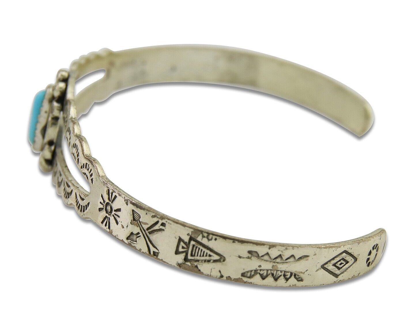 Navajo Cuff Bracelet 925 Silver Turquoise Cuff Native American Artist C.80's