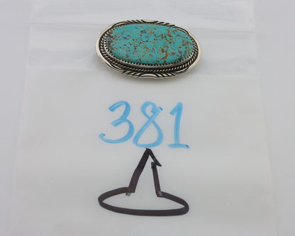 Navajo Pin Pendant 925 Silver Natural Spiderweb Turquoise Signed S C.80's