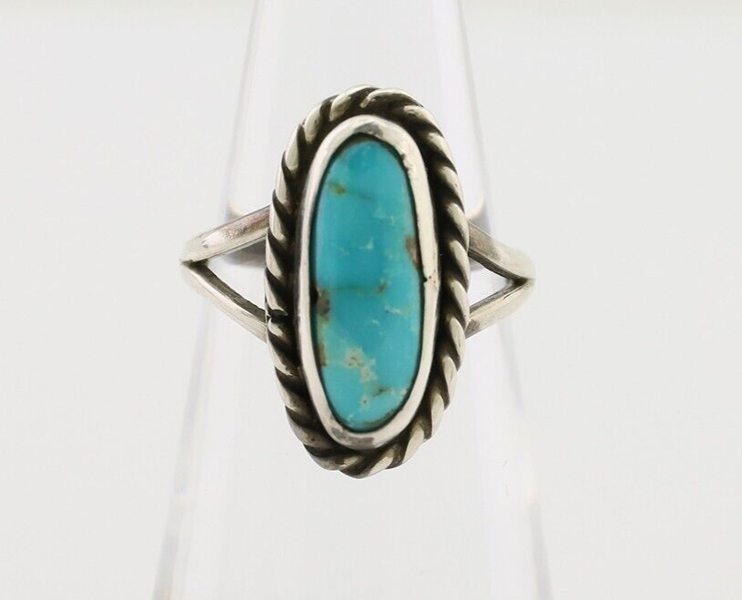 Navajo Ring 925 Silver Natural Blue Turquoise Native American Artist C.80's