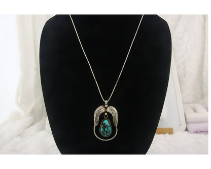 Navajo Sterling silver Necklace Turquosie Authentic Vintage Artist Signed