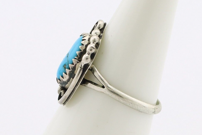 Navajo Ring 925 Silver Blue Turquoise Artist Signed K C.80's