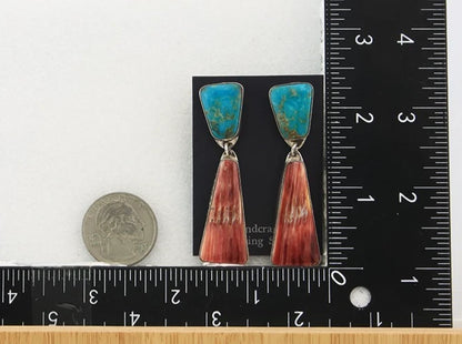 Navajo Dangle Earrings Sterling Silver Natural Gemstone Vintage Handmade