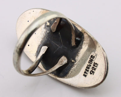 Navajo Ring 925 Silver Natural Kingman Turquoise Native American Artist C.80's