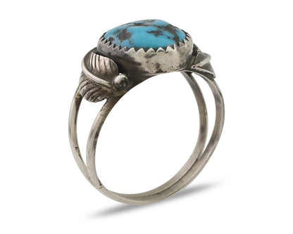 Navajo Ring 925 Silver Morenci Turquoise Native American Artist C.80's