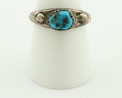 Zuni Ring .925 Silver Natural Blue Turquoise Native American Artist C.80's