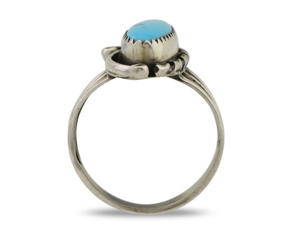Navajo Ring 925 Silver Kingman Turquoise Artist Signed SC Size 8.0 C.80's