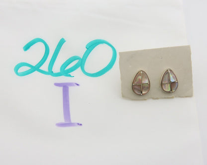 Navajo Earrings 925 Silver Pink Mussel Native American Artist C.80's