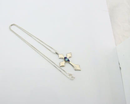 Navajo Cross Necklace Sterling Silver Authentic Natural Gemstones Signed M