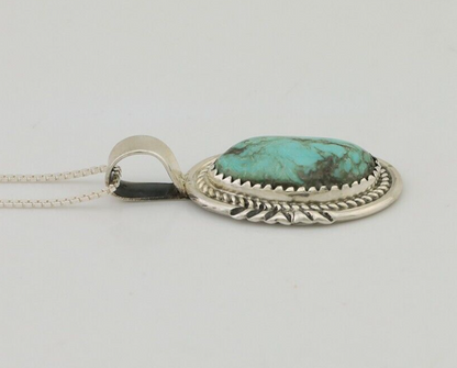 Navajo Necklace 925 Silver Natural Blue Turquoise Signed Anna Begay C.80's