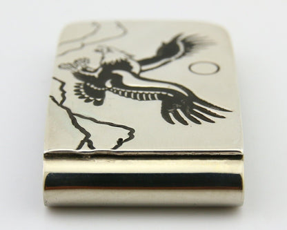 Navajo Eagle Money Clip .925 Silver & .999 Nickle Native American Artist C.80's