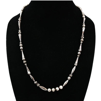 Navajo Bead Necklace Sterling Silver8.0 mm wide 25 in long Circa 1980's