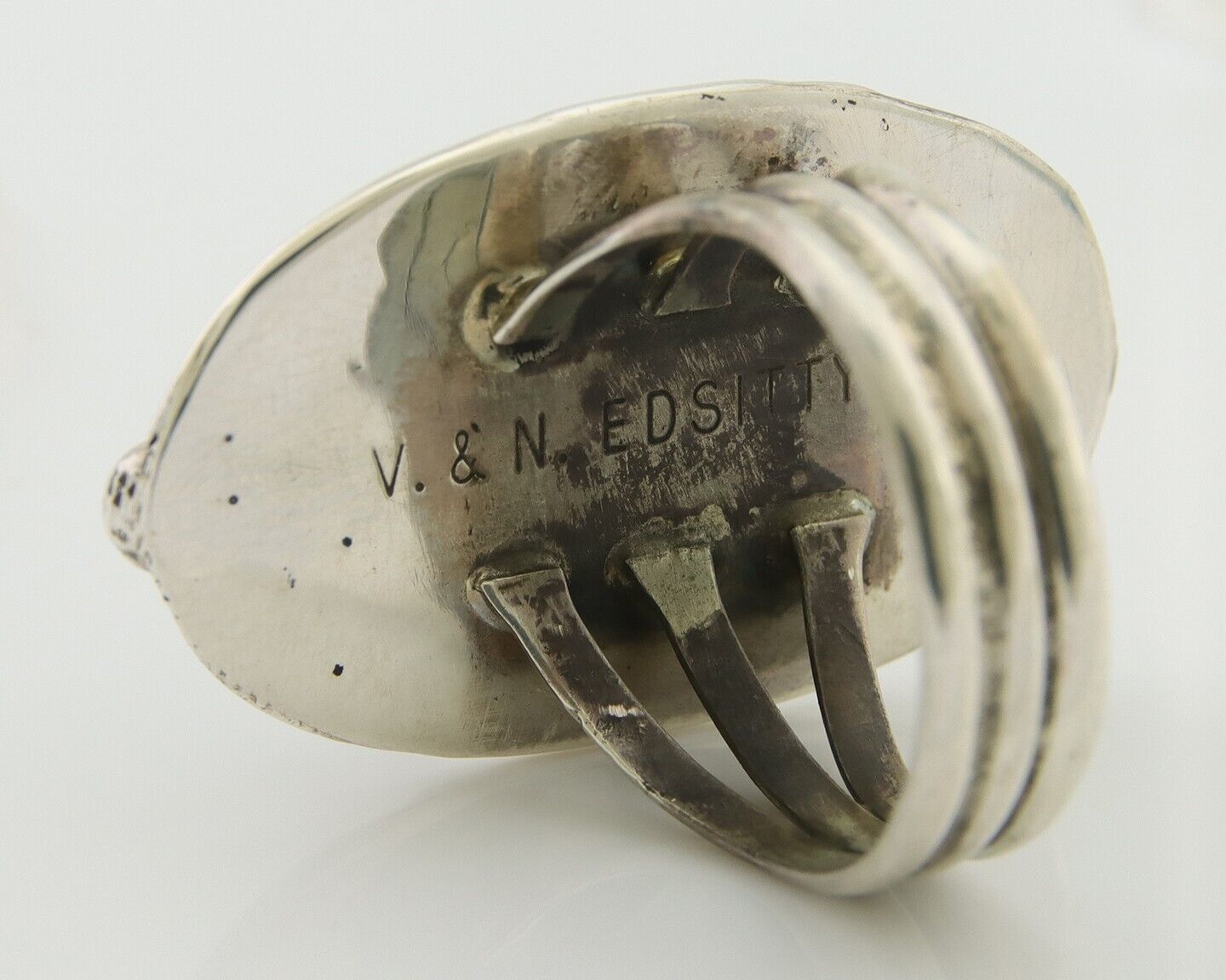 Navajo Ring 925 Silver Black Onyx Artist Signed V & N Edsitty C.80's