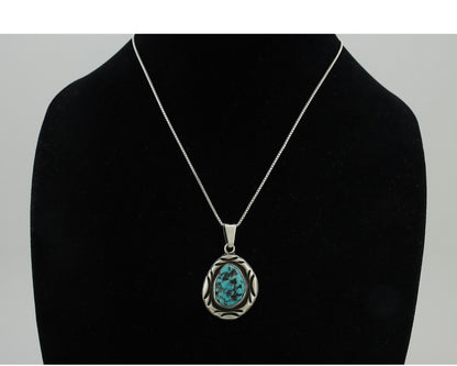 Navajo Necklace .925 Silver Kingman Turquoise Signed C Montoya C.80's