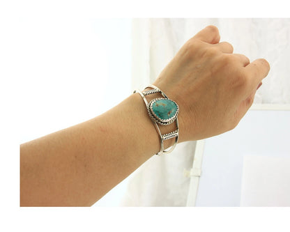 Navajo Cuff Bracelet Sterling Silver Blue Turquoise Vintage
