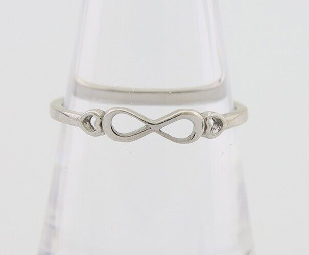 Infinity Heart Promise Ring 925 Solid Silver Size 7.0