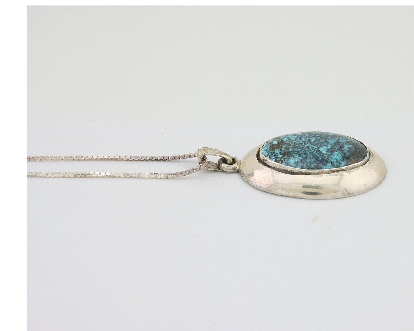 Navajo Necklace 925 Silver Natural Blue Turquoise Native American Artist C.80's