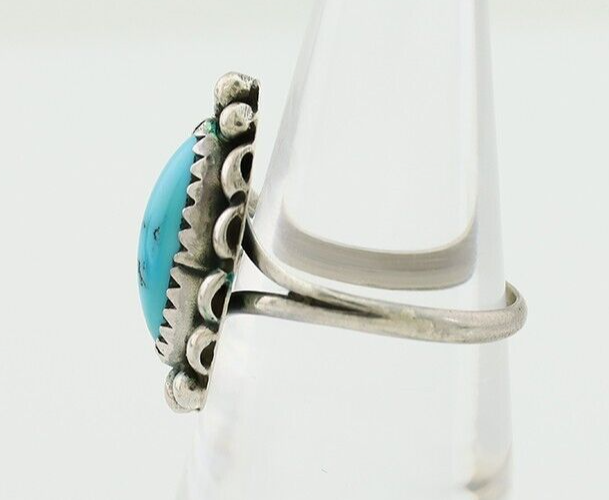 Navajo Ring 925 Silver Sleeping Beauty Turquoise Artist Signed SC C.80's