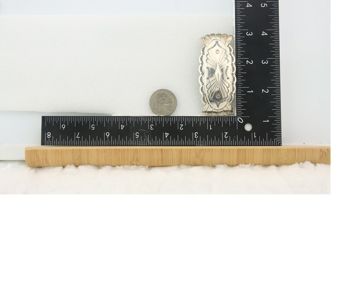 Vintage Navajo Barrette 925 Sterling Silver Hand Stamped Authentic Native Artist