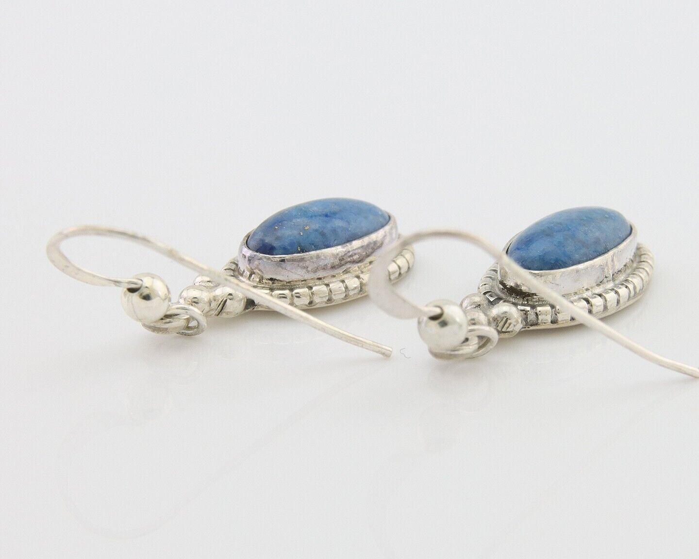 Navajo Dangle Earrings 925 Silver Natural Denim Lapis Signed Melissa Yazzie C80s