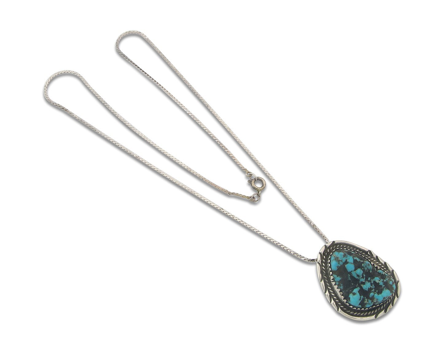 Navajo Sterling silver Necklace Turquosie Authentic Vintage Native American