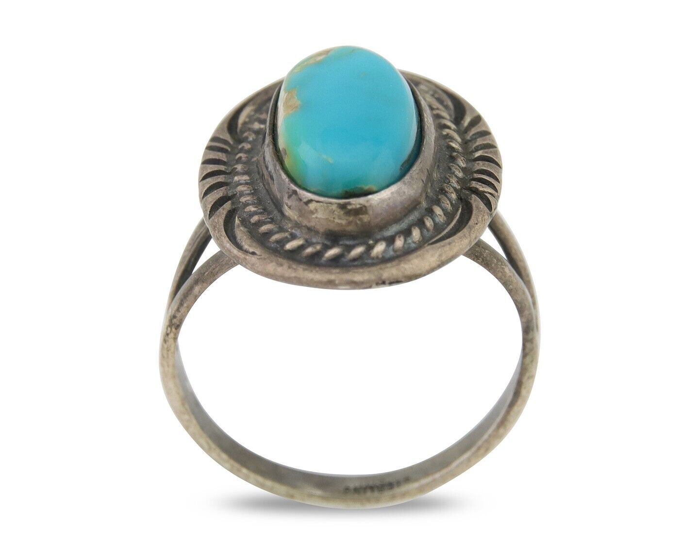 Navajo Handmade Ring 925 Silver Natural Turquoise Native Artist C.80's