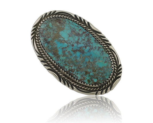 Navajo Pin Pendant 925 Silver Natural Spiderweb Turquoise Signed S C.80's