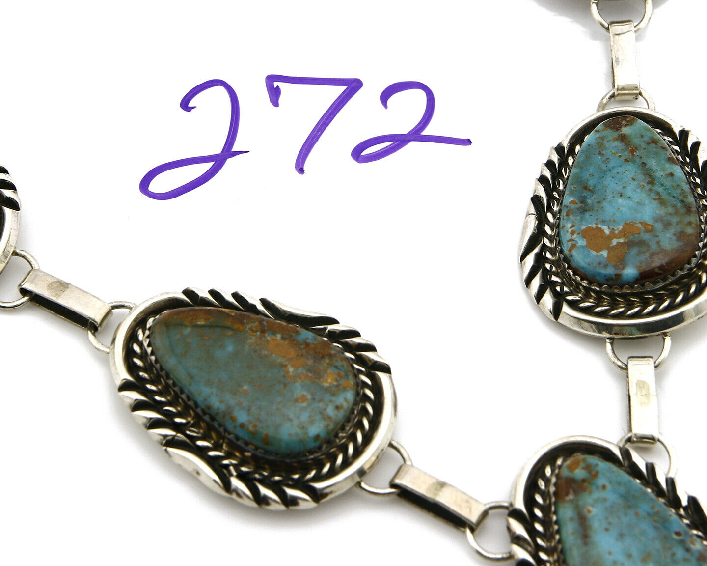 Navajo Necklace .925 Silver Signed M. Begay Pilot Mtn Turquoise