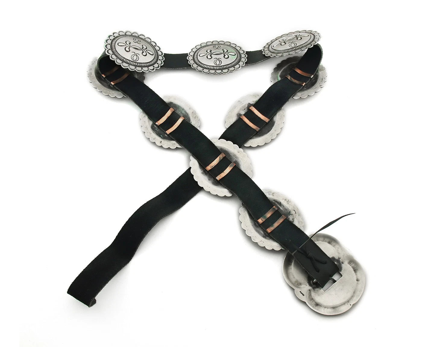 Navajo Concho Belt Sterling Silver Handmade Vintage 40in Long
