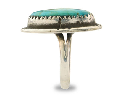 Navajo Ring 925 Sterling Turquoise Handmade Native Artist C.80's Size 4.75