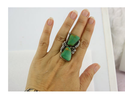 Vintage Navajo Ring 925 Sterling Silver Authentic Manassas Turquoise Size 6.5