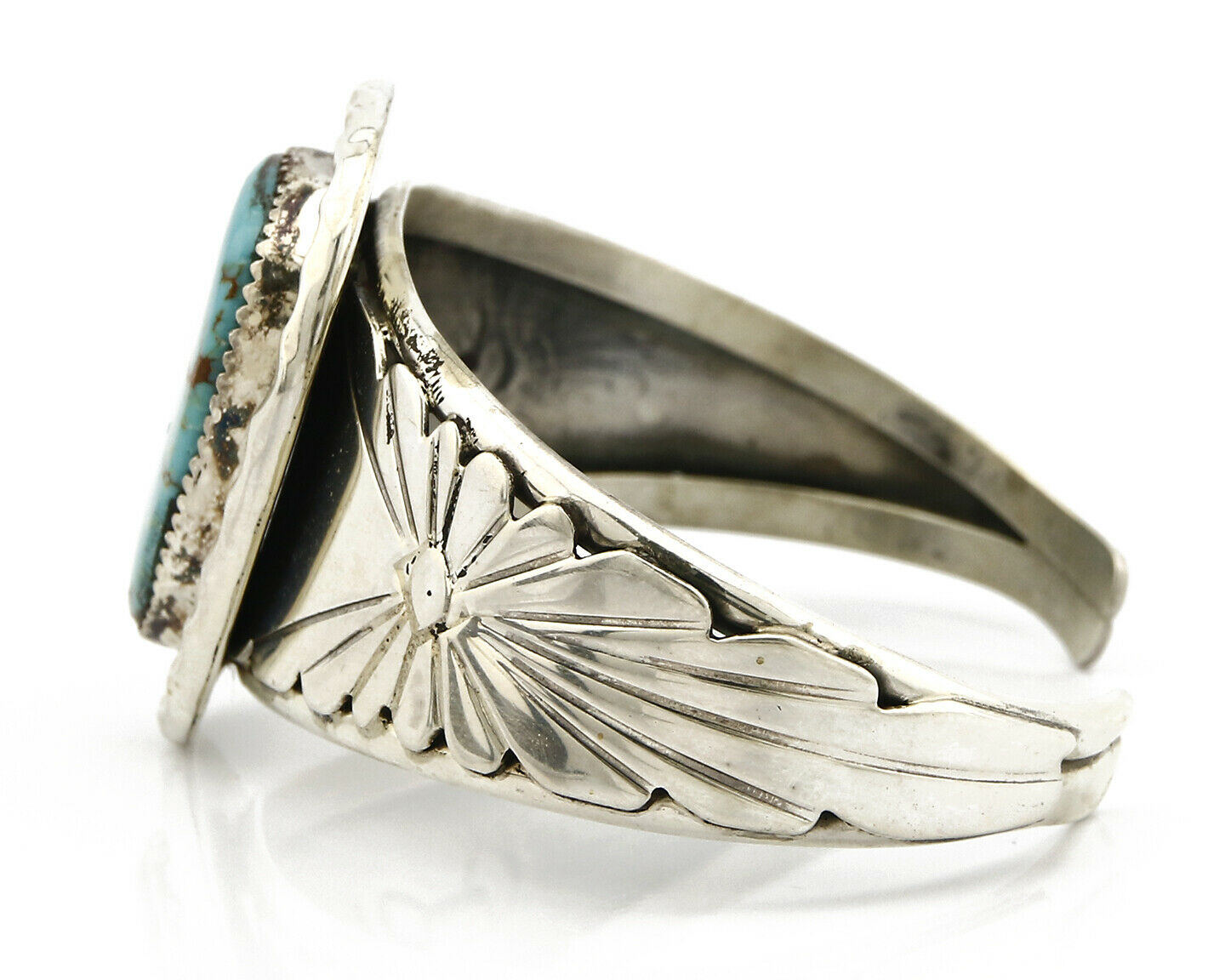 Navajo Bracelet .925 Silver Natural Mined Turquoise Signed DZ C.80's