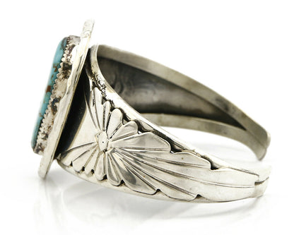 Navajo Bracelet .925 Silver Natural Mined Turquoise Signed DZ C.80's
