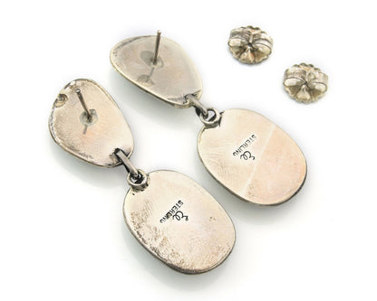 Navajo Earrings Sterling Silver Natural Turquoise Vintage Signed EL