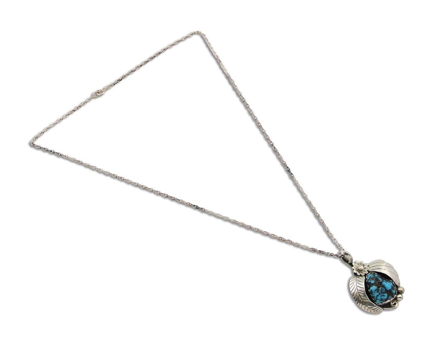Navajo Necklace 925 Silver Natural Turquoise Native American Artist C.80's